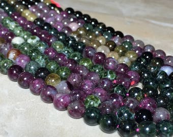 6mm Multi color Tourmaline Gemstone Round 6mm Loose Beads 15.5 inch Full Strand, Multi color Tourmaline Beads, Tourmaline Beads