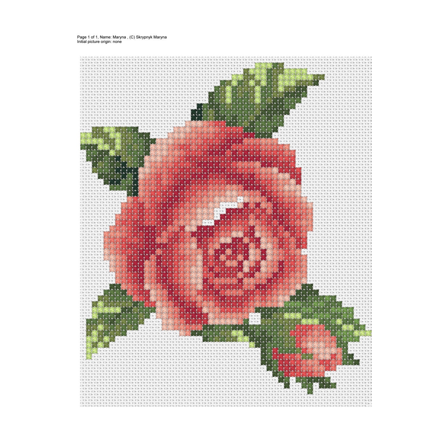 Rose Cross Stitch Pattern// Rose and Bud xstitch Pattern//