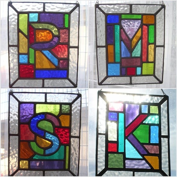 Letter Beautiful Personalised Stained Glass AZ Initial