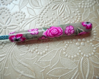 Crochet Hook, Floral Design, Polymer Clay, Boye, Size E