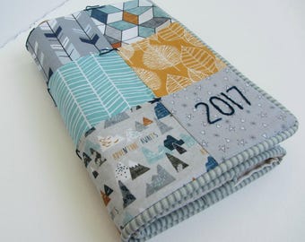 Personalized Baby Quilt With Name and Date Hand Embroidered ~ Adventure Awaits~Nursery Decor ~Mountains Arrows Trees Stars~Gray Mustard Teal