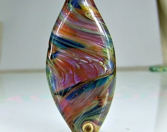 Lampwork Glass Bead Black Pink Purple Lampwork Focal Bead SRA GLass Focal Bead