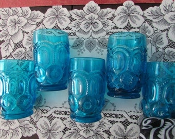 VINTAGE - Aqua Mid-Century glasses set of (5)
