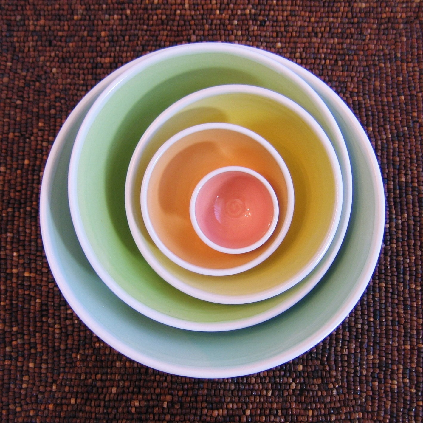 Rainbow Pottery Nesting Bowls Large Ceramic by KarinLorenc
