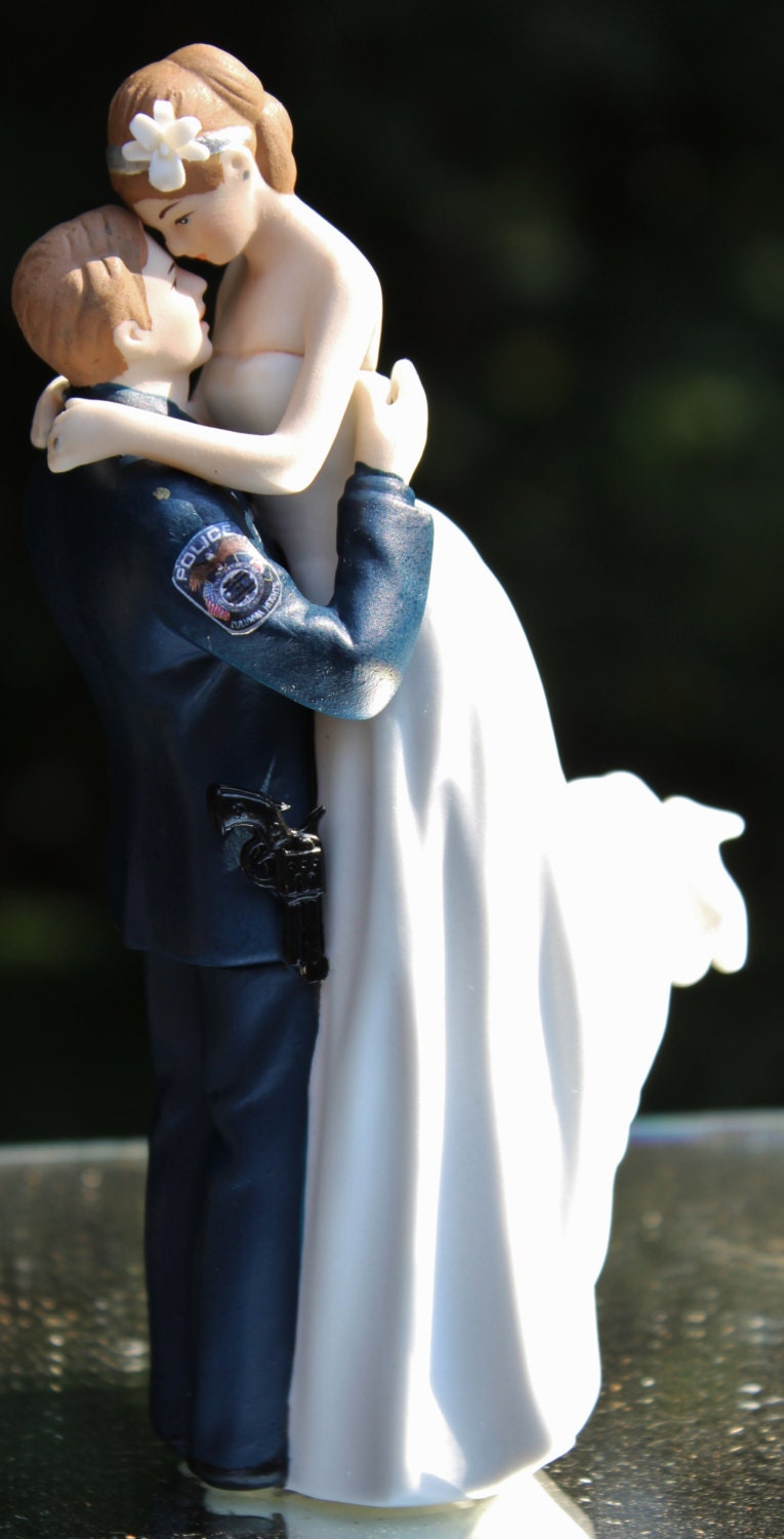 Police Officer  COP  law enforcement Gun Wedding  Cake  Topper 