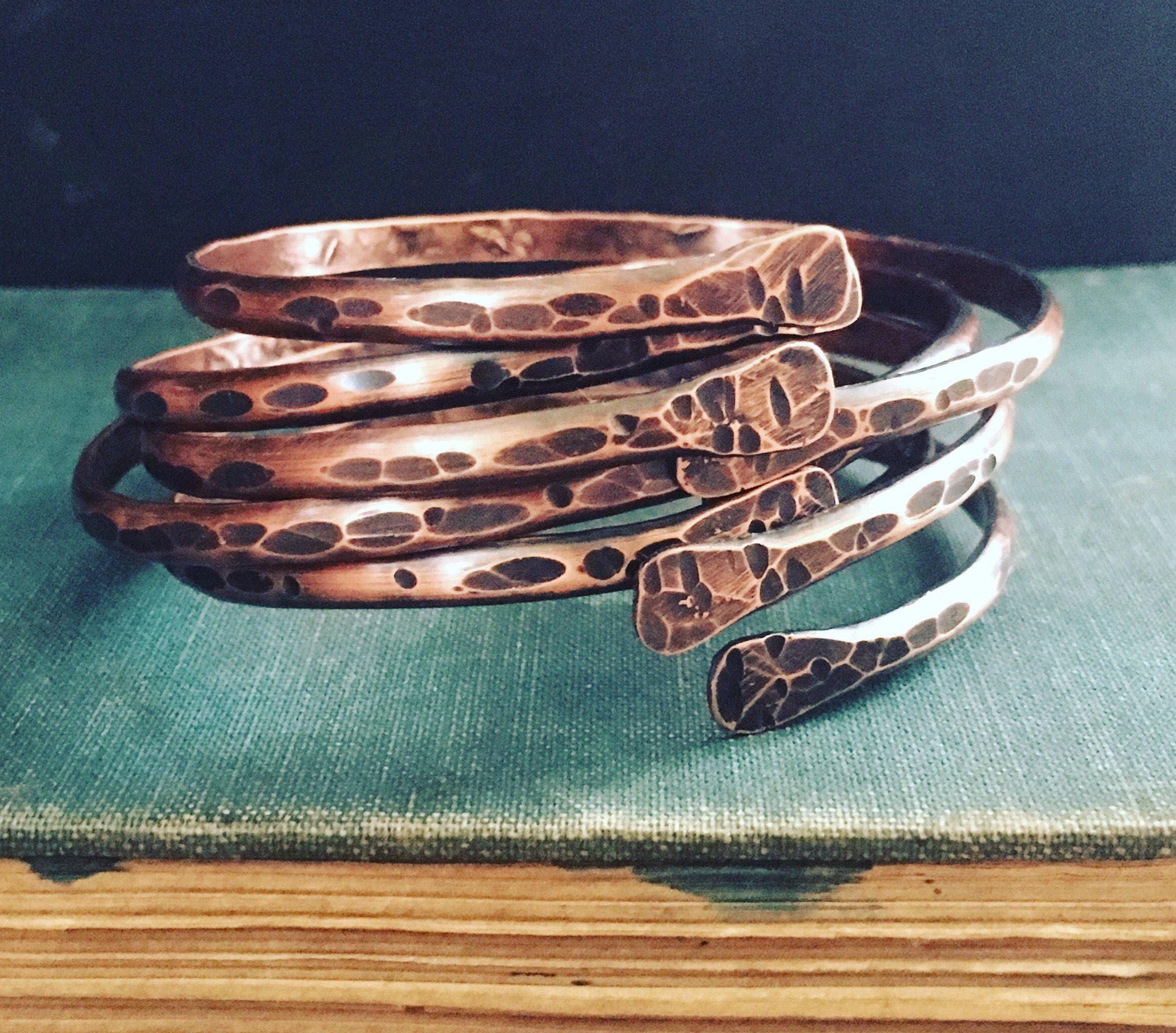 Hammered Copper Bangle Bracelets Bangle Set Copper Bracelet