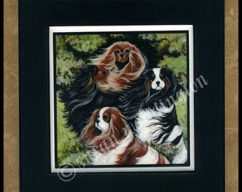Cavalier King Charles Spaniel framed ceramic tile