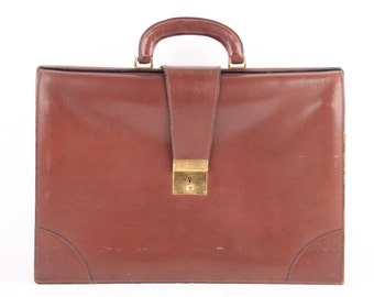 FRANZI Italian VINTAGE Brown Leather BRIEFCASE Handbag work bag