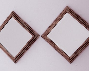 Accent Mirrors Hung Diamond Style Vintage Lot of 2