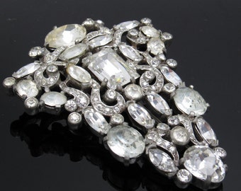Eisenberg Original Fur Clip Huge Rhinestone Ornate Vintage Jewelry P7471