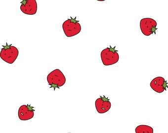 Kawaii Strawberries Fabric - Strawberry Dots By Eleventy-Five - Cute Fruits Kids Summer Food Cotton Fabric By The Yard With Spoonflower