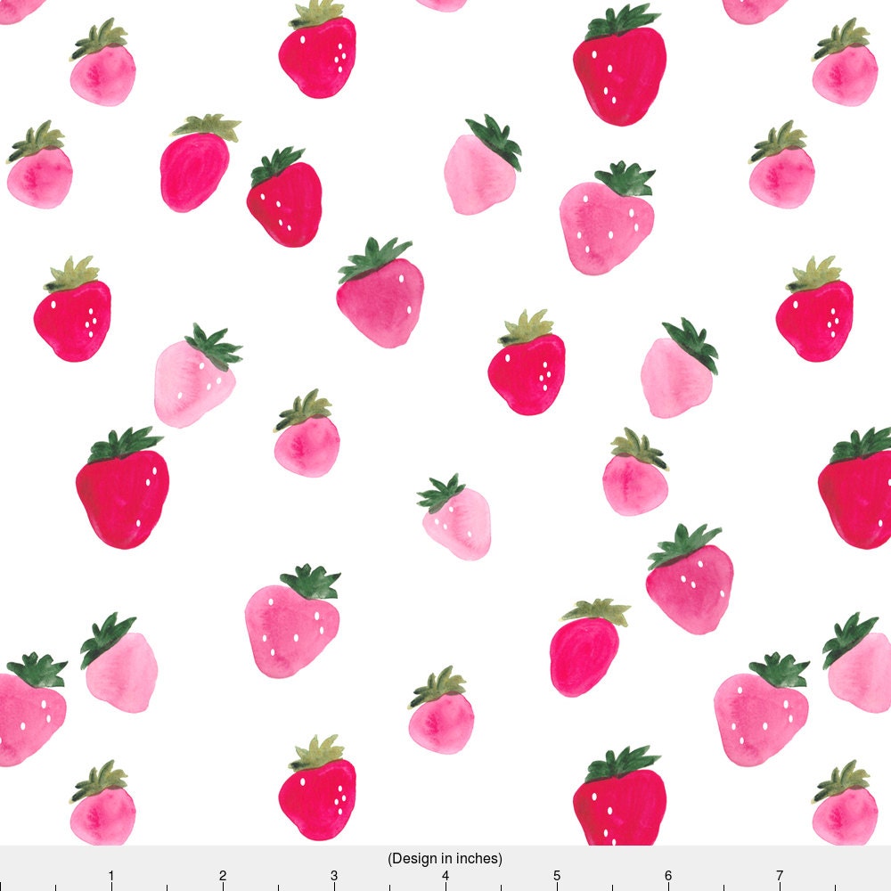 Watercolor Strawberries Fabric Watercolor Strawberries