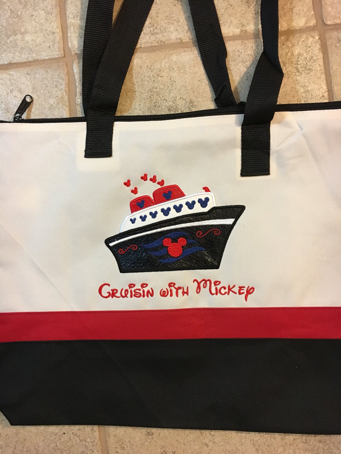 Tote Bag with Disney Cruise ship Appliqued with name