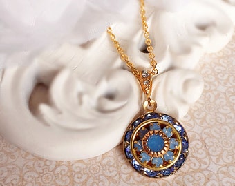 Opal Necklace - Blue - Art Deco Jewelry - Pendant - AURORA Artctic
