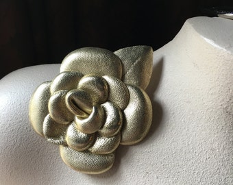 GOLD Leather Flower Applique for Bridal Design, Shoe Clips, Headbands, Costumes