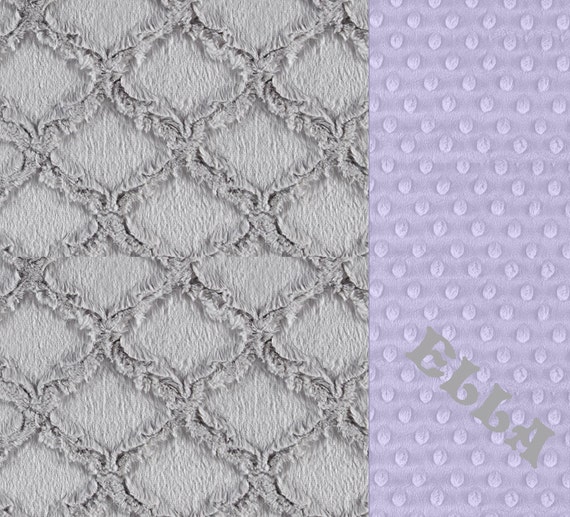 Personalized Baby Blanket / Minky Girl Baby Blanket Lavender Gray Lattice // Minky Baby Blanket // Choose Your Own Colors