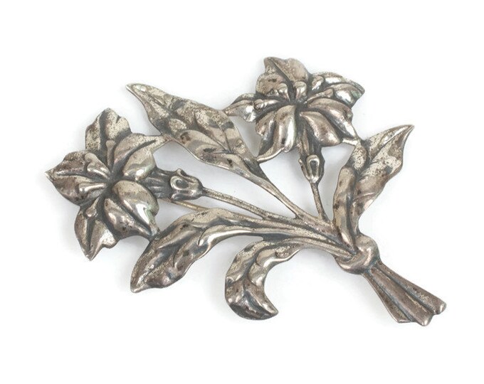 Danecraft Sterling Brooch Floral Design Vintage Signed