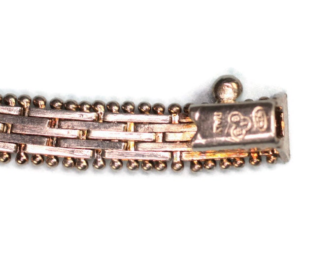 Italian Sterling Bracelet Riccio Woven Two Colored Mixed Metal Vintage