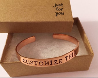 Rose Gold Cuff Bracelet. Custom Cuff bracelet Personalized bracelet Hand Stamped Jewelry Rose Gold Bracelet for Women.