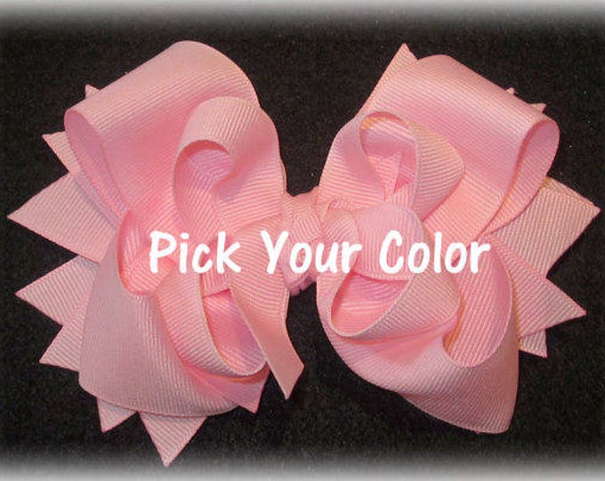 Stacked Hair Bow, You Pick Colors, 5 inch bow, boutique hairbow, layered bows, Triple layer bow, u choose, girls hairbows, toddler bows, Big