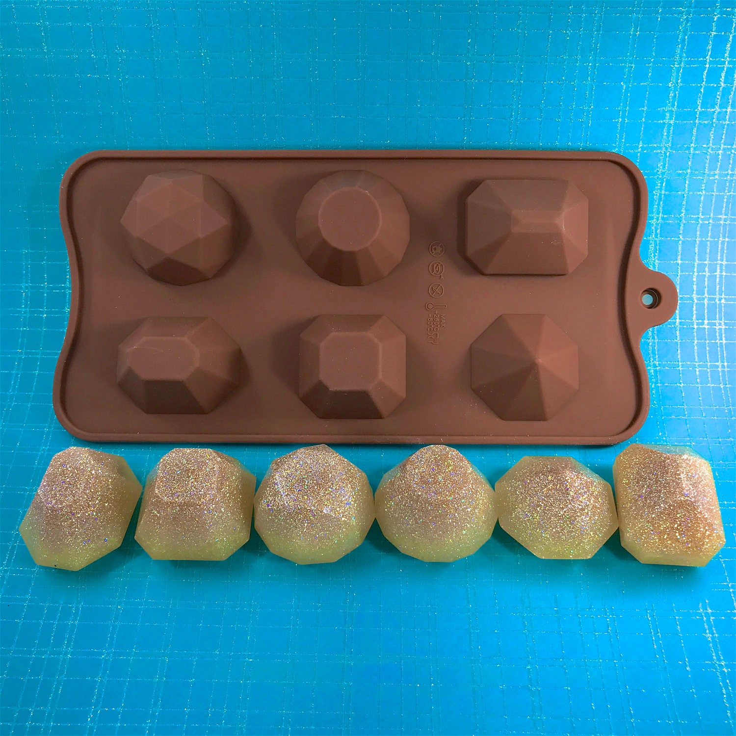 BLING GEMSTONE Mini Mold, Silicone, 6 Faceted Gem Shapes!