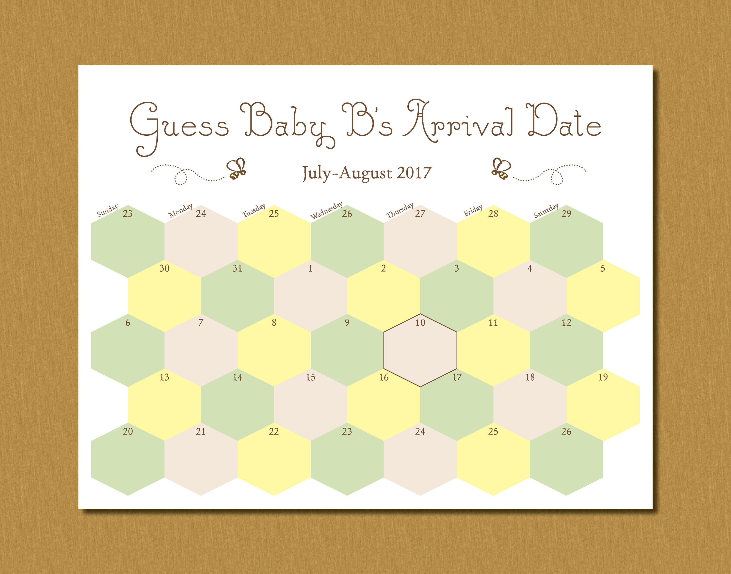 Printable Guess Baby S Arrival Due Date Calendar