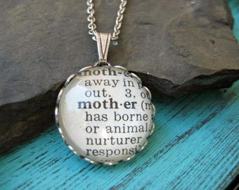 Dictionary Necklace - Mother - Round Pendant