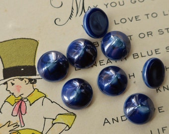 10mm Cobalt Vintage Glass Cabochons Luminous blue Midnight Round Lapis Jewelry supplies Purpleviolets77 #1678