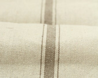 Grain Sack Fabric by the Yard- Three Stripe Tan