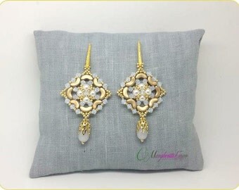 Hypnose earrings pattern. Step by step pdf bead Tutorial with arcos and swarovski crystals