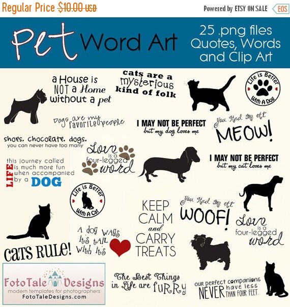 SALE INSTANT DOWNLOAD Pet Word Art Collection by fototaledesigns