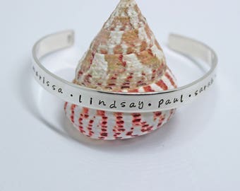 Sterling Silver, Custom Cuff Bracelet, Personalized Cuff, Personalized Jewelry, Personalized Bracelet, Wedding, Mother's Jewelry, Graduation