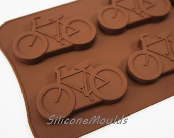 6 cell large BICYCLE Sports Cycling Bike Silicone Bakeware Mould Candy Cake Mold Cupcake Toppers / Resin / Wax / Soap