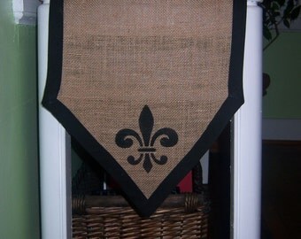 Fluer De Lis Burlap Table runner