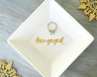 Engagement ring dish, #engaged ring dish, wedding ring holder, instagram photo prop, engagement gift, gift for bride, beauty room decor