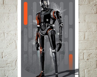 Star Wars Art - Rogue One K-2SO - Star Wars Poster, Art Print, Star Wars Fan Art Print, Star Wars Poster, Geekery Art, Star Wars gift