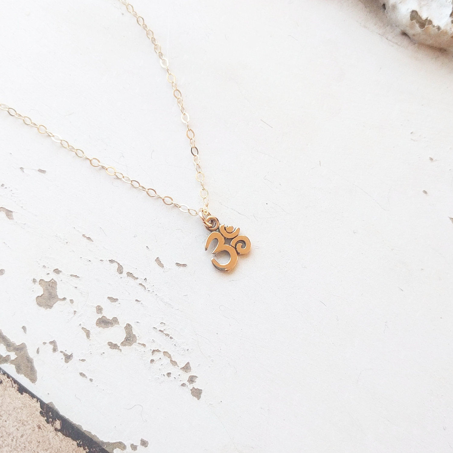 Ohm Necklace Tiny Om Charm Gold Filled Necklace Spiritual