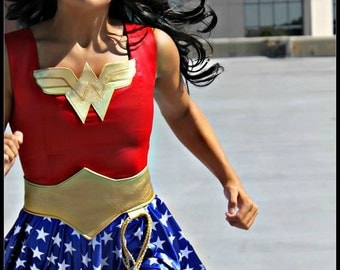 Wonder Woman Dress - Ladies Custom Made Costume, Super Hero inspired Costume, Cosplay Costume