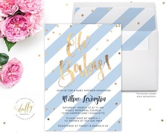 Baby Shower Invitation, Baby Boy Shower Invitation, Baby Shower Invitation Boy, Oh Baby Shower Invite, Oh Boy Baby Shower Invitation, 5x7