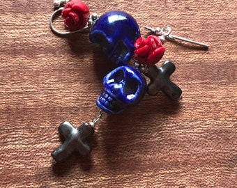 Day of the Dead Sugar Skull and Cross Earrings