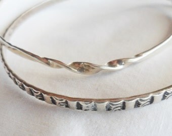 Pair of Vintage Sterling Silver Bangle Bracelets