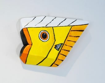 Yellow Fish Art Handmade in Vermont from Reclaimed Wood