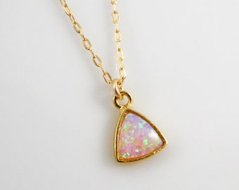 Opal necklace on 14k gold filled chain, opal charm, tiny opal necklace, white opal, blue opal
