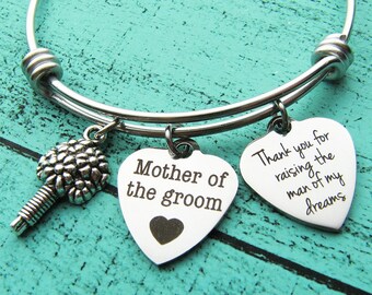 thank you for raising the man of my dreams bracelet, gift for mother in law to be, mother of the groom gift from bride, wedding gift jewelry