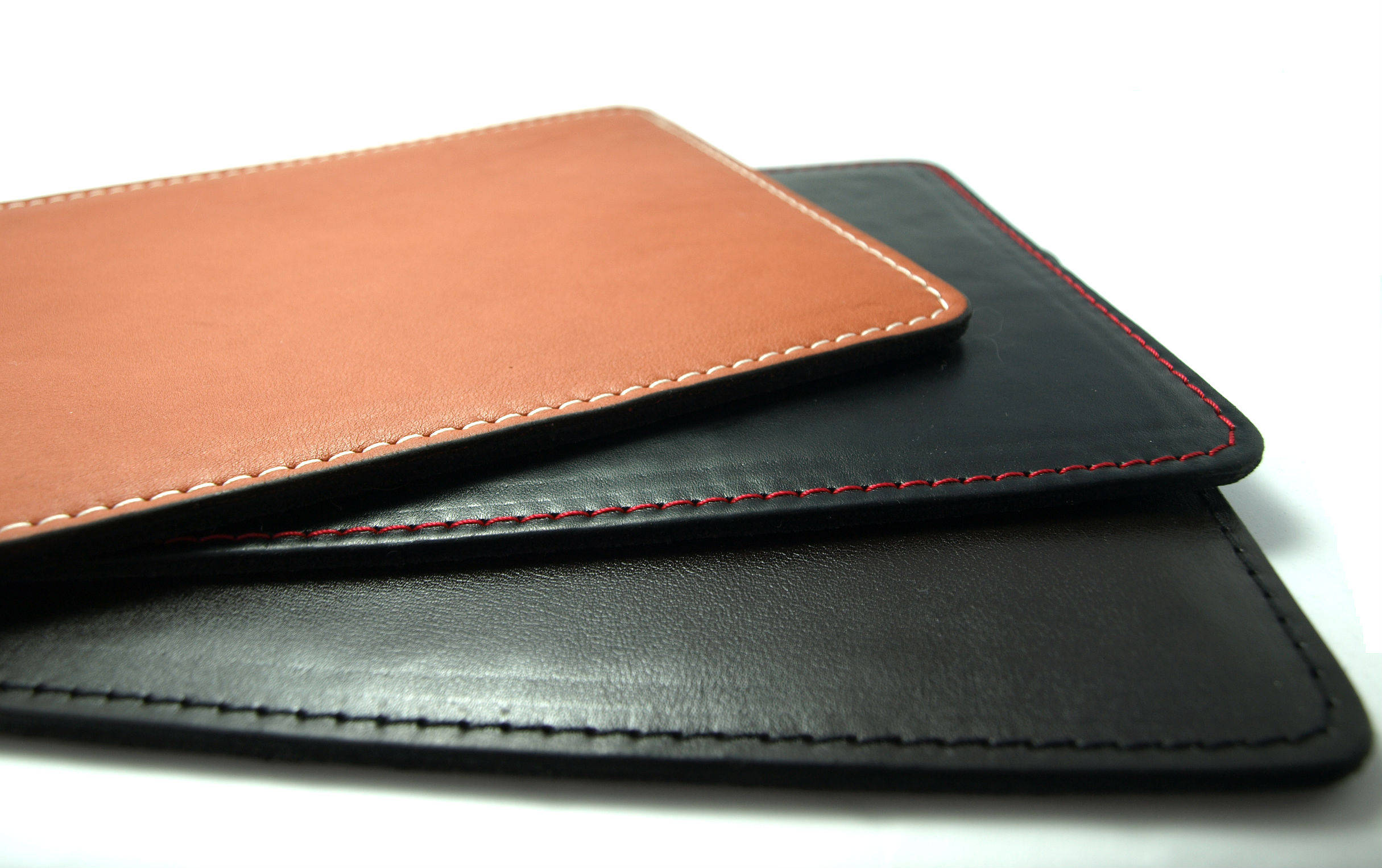 Handmade genuine leather Mouse pad Black leather and red