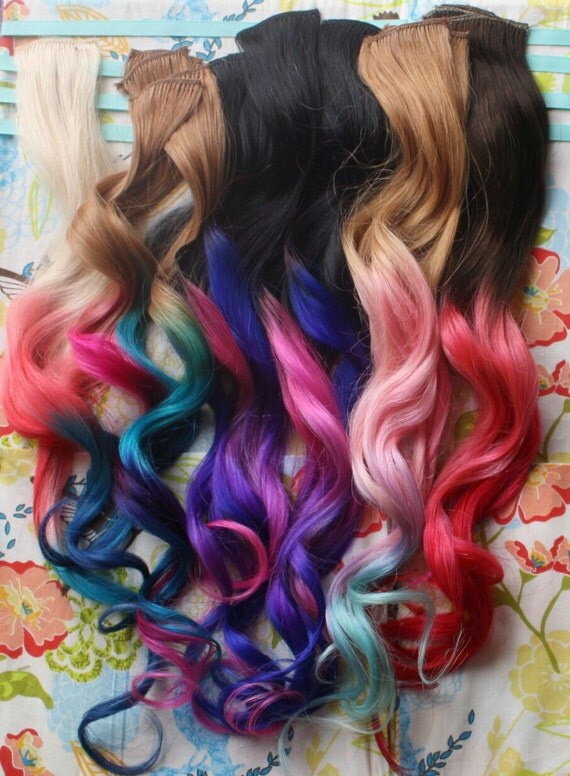 Items similar to CUSTOM Ombre Dip Dyed Hair, Clip In Hair ...