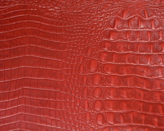 Leather 20"x20" Red ALLIGATOR / Crocodile Embossed Cowhide Hide 3.25 oz / 1.3 mm PeggySueAlso™ E2860-16
