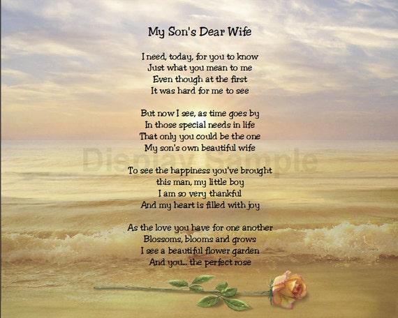 My Son's Dear Wife Sentimental Print Perfect For