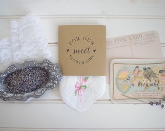 Vintage Flower Girl Handkerchief Flower Girl Keepsake Flower Girl Gift Will you be our Flower Girl