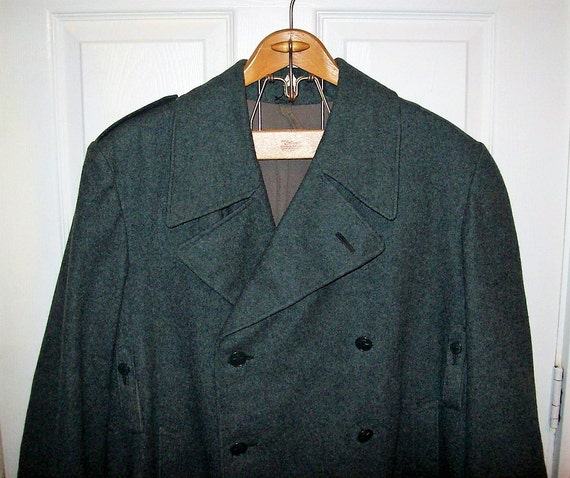 Vintage Men's Gray Wool Swiss Army Trench Coat 48BB Only